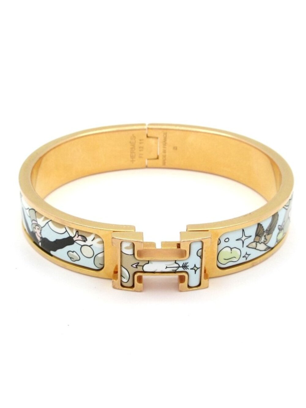 Hermes Bangle Click Gold Light Blue Multi Bracelet